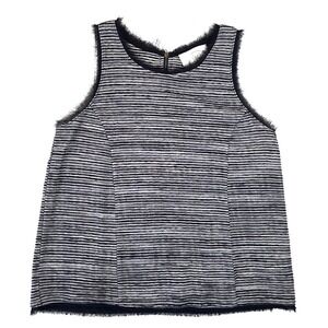 Vanessa Virginia Anthropologie Women's S Tank Top Navy White Striped Fringe Zip